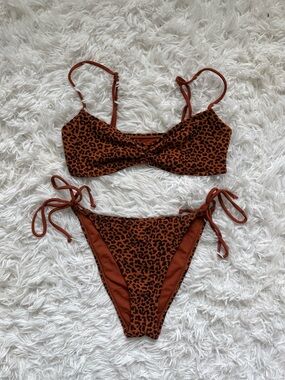 PacSun Rust Brown Leopard Print Tie-Side Bikini